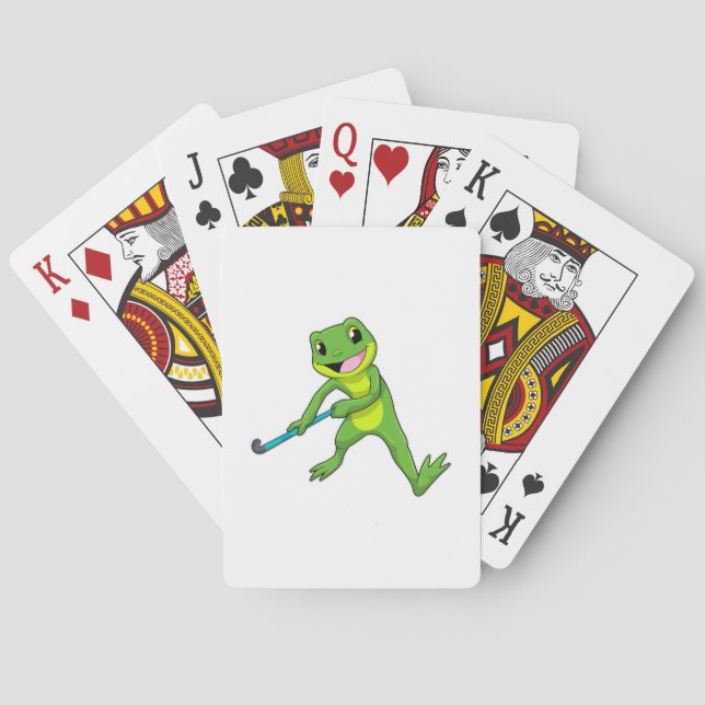 Frog at Hockey with Hockey bat Poker Cards (Back)