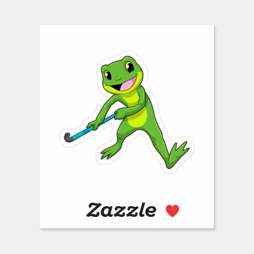 Frog at Hockey with Hockey bat Sticker
