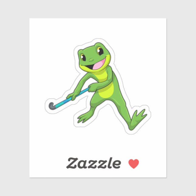 Frog at Hockey with Hockey bat Sticker (Sheet)