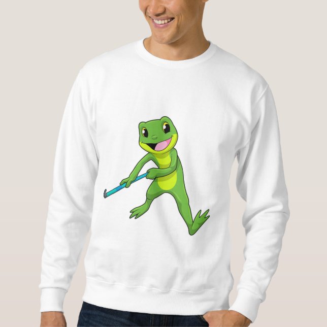 Frog at Hockey with Hockey bat Sweatshirt (Front)