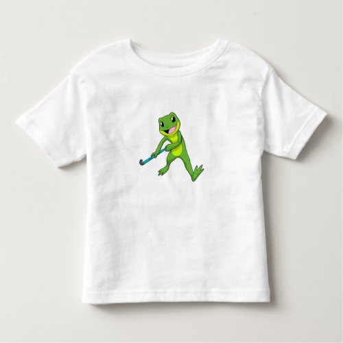 Frog at Hockey with Hockey bat Toddler T_shirt