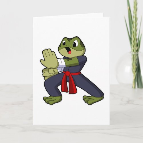 Frog at Martial arts Karate with Belt Card