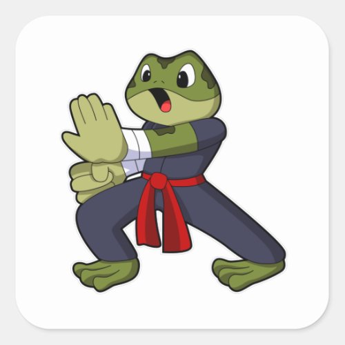 Frog at Martial arts Karate with Belt Square Sticker