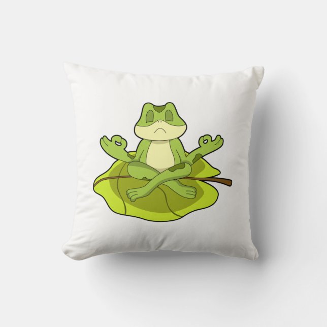 Frog at Meditate Throw Pillow (Front)