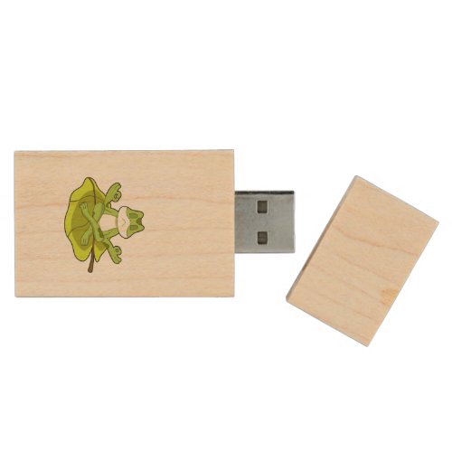 Frog at Meditate Wood Flash Drive