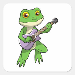 Frog at Music with Guitar Square Sticker