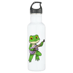 Frog at Music with Guitar Stainless Steel Water Bottle
