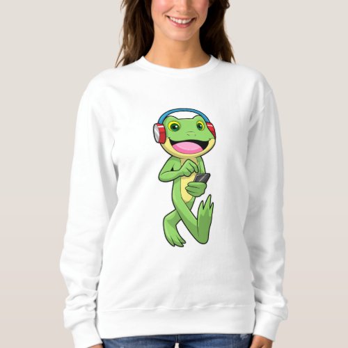 Frog at Music with Headphone Sweatshirt