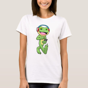 Frog at Music with Headphone T-Shirt