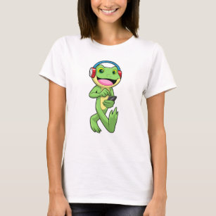 Frog at Music with Headphone T-Shirt