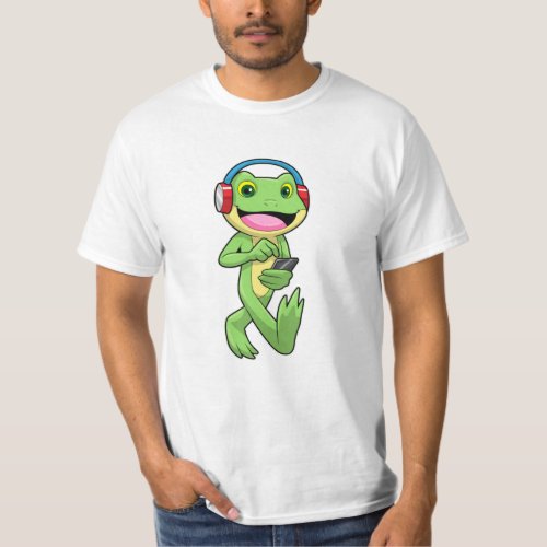 Frog at Music with Headphone T_Shirt