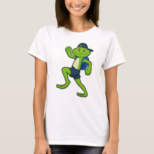 Frog at Running with Backpack & Hat T-Shirt