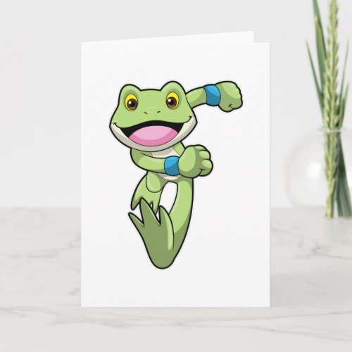 Frog at Running with Sweatband Card
