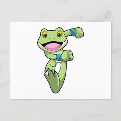 Frog at Running with Sweatband Postcard