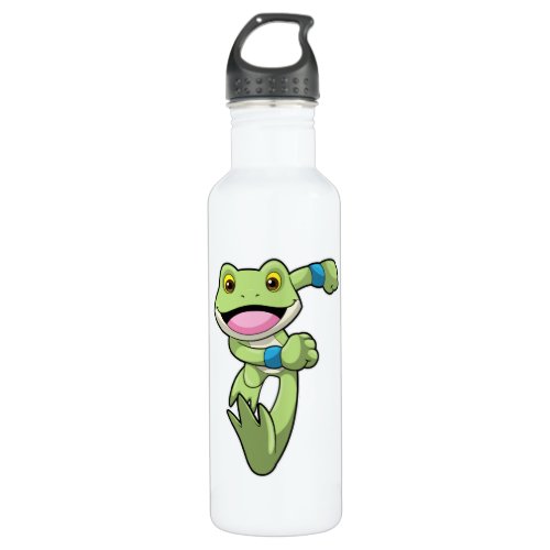 Frog at Running with Sweatband Stainless Steel Water Bottle