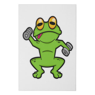 Frog at shoulder training with Dumbbells Faux Canvas Print