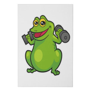 Frog at shoulder training with Dumbbells Faux Canvas Print