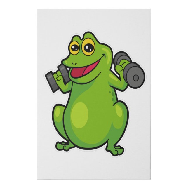 Frog at shoulder training with Dumbbells Faux Canvas Print (Front)