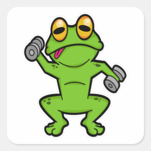 Frog at shoulder training with Dumbbells Square Sticker