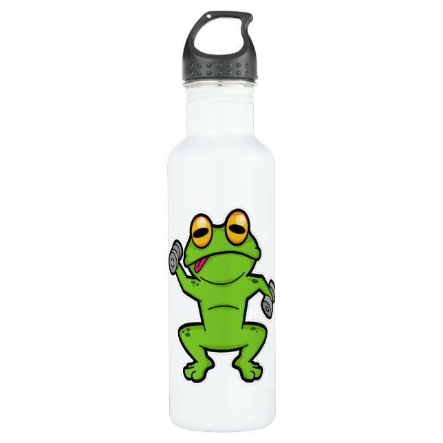 Frog at shoulder training with Dumbbells Stainless Steel Water Bottle (Front)