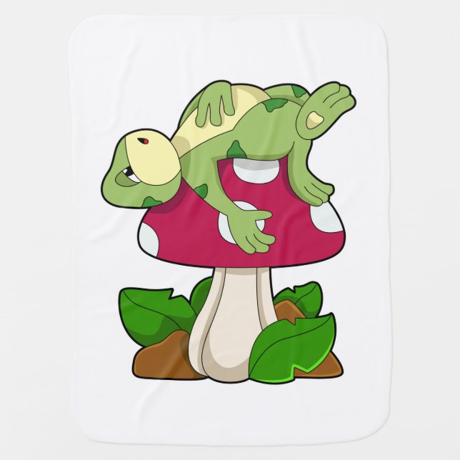 Frog at Sleeping with Mushroom Baby Blanket (Front)