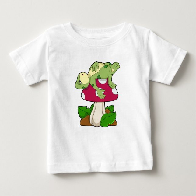 Frog at Sleeping with Mushroom Baby T-Shirt (Front)