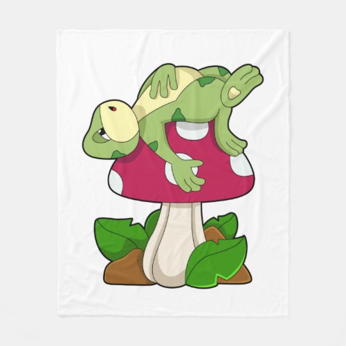 Frog at Sleeping with Mushroom Fleece Blanket