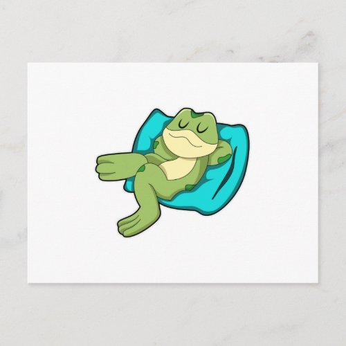 Frog at Sleeping with Pillow Postcard