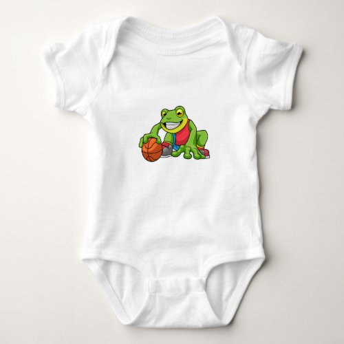 Frog at Sports with Basketball Baby Bodysuit