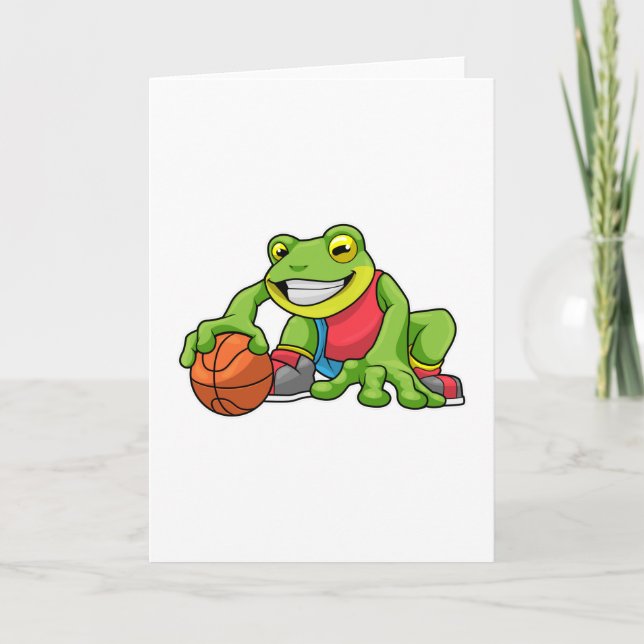 Frog at Sports with Basketball Card (Front)