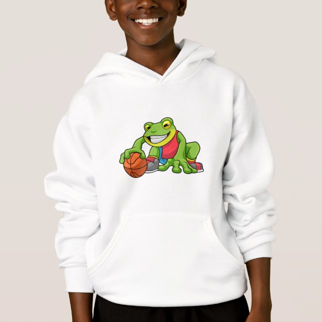 Frog at Sports with Basketball Hoodie (Front)