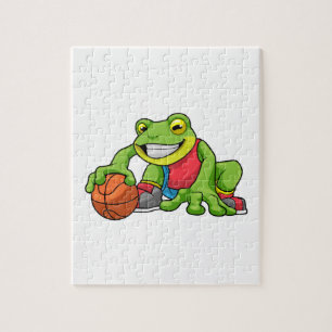 Frog at Sports with Basketball Jigsaw Puzzle