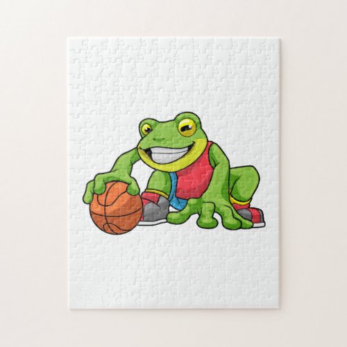 Frog at Sports with Basketball Jigsaw Puzzle