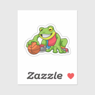 Frog at Sports with Basketball Sticker