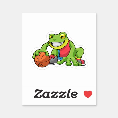 Frog at Sports with Basketball Sticker