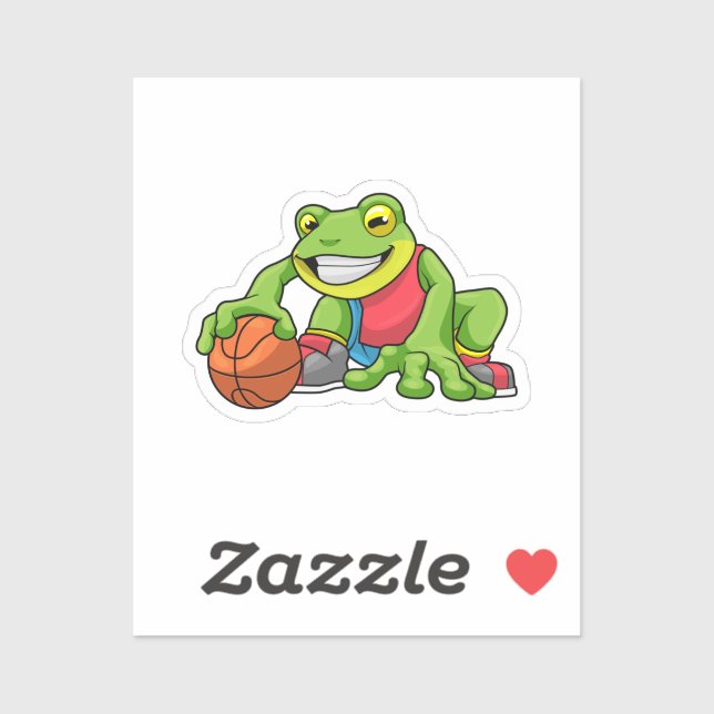 Frog at Sports with Basketball Sticker (Sheet)