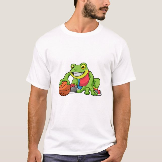 Frog at Sports with Basketball T-Shirt (Front)