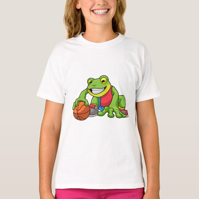Frog at Sports with Basketball T-Shirt (Front)
