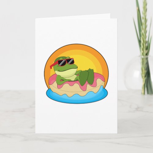 Frog at Swimming with Sunglasses Card