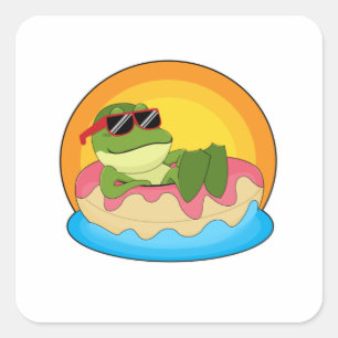 Frog at Swimming with Sunglasses Square Sticker