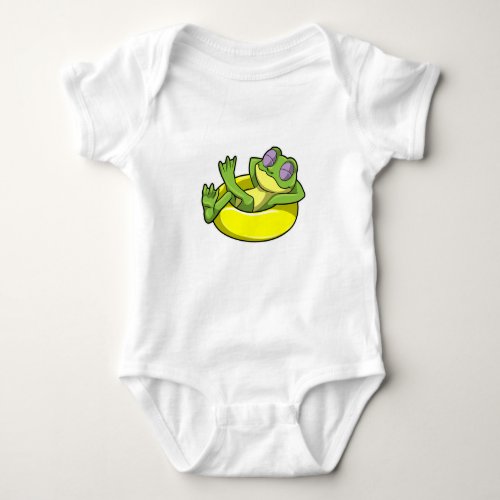 Frog at Swimming with Swim ring Baby Bodysuit