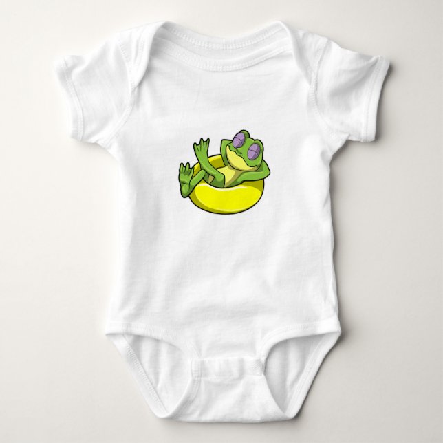 Frog at Swimming with Swim ring Baby Bodysuit (Front)
