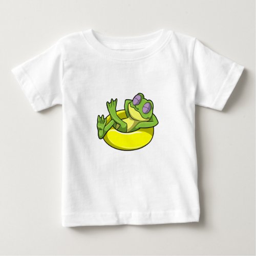 Frog at Swimming with Swim ring Baby T_Shirt