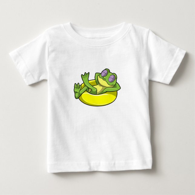 Frog at Swimming with Swim ring Baby T-Shirt (Front)