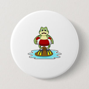 Frog at Swimming with Swim ring Button