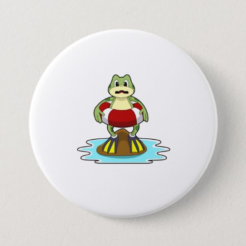 Frog at Swimming with Swim ring Button