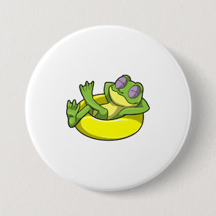Frog at Swimming with Swim ring Button