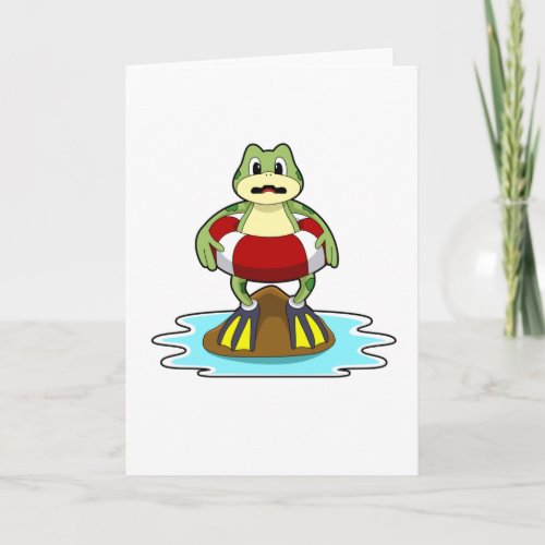 Frog at Swimming with Swim ring Card