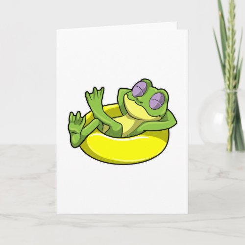 Frog at Swimming with Swim ring Card