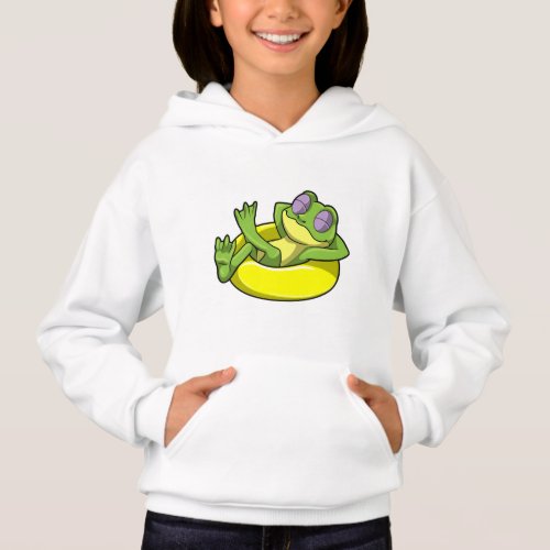 Frog at Swimming with Swim ring Hoodie